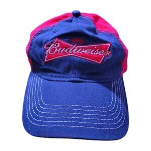 Budweiser Red & Blue Embroidered Cap - Adjustable Baseball Hat - Beer Merch